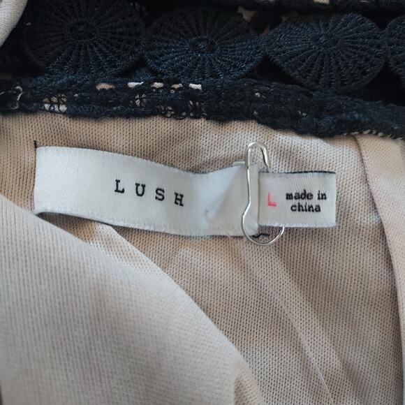 NEW Lush Black w/Tan Lining Eyelet Sleeveless Cocktail Dress Size L - Picture 13 of 14